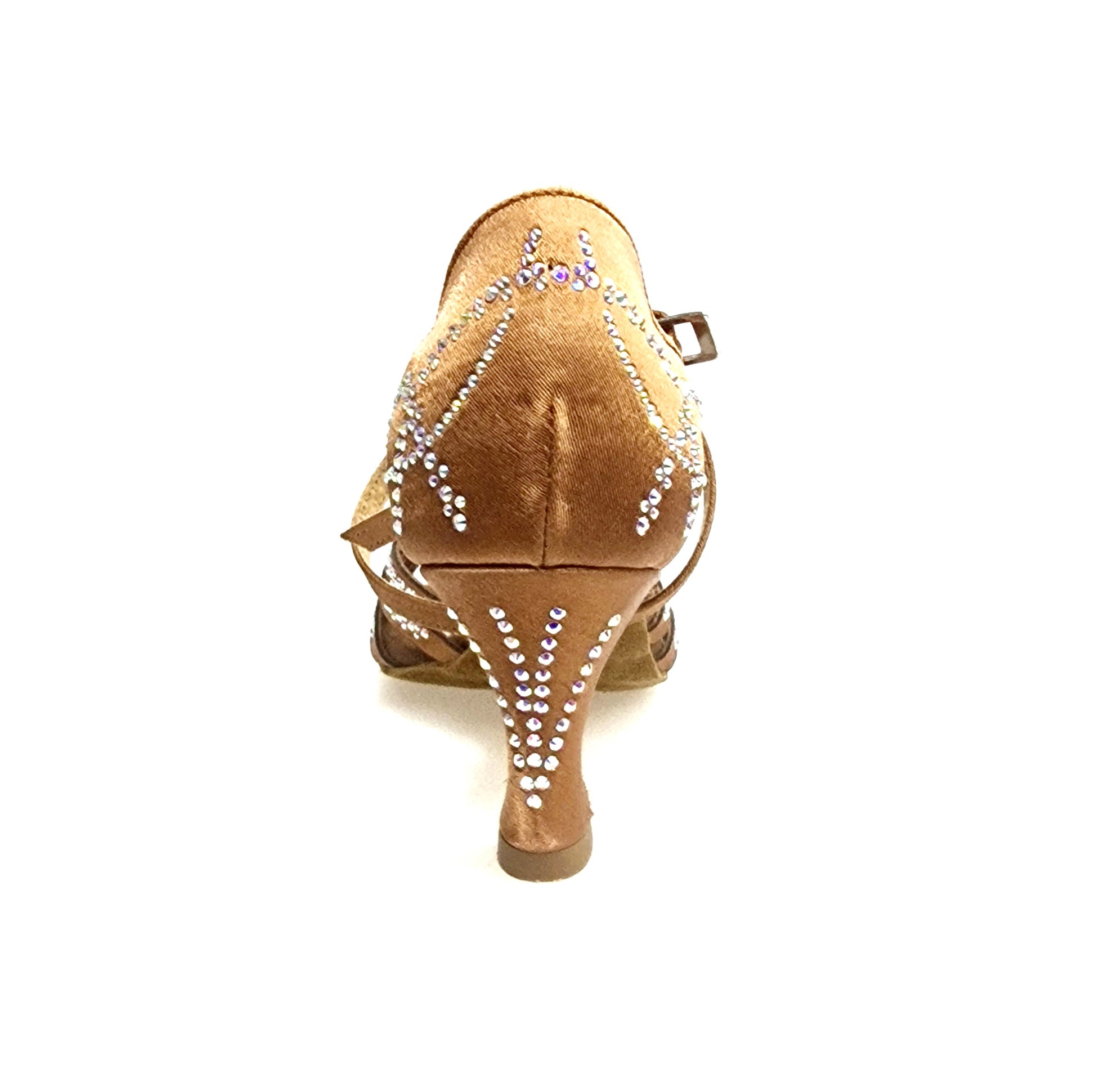 Scarpa da donna CAROLIN QC Wish Dance Shop in raso seta bronzo con Swarovski Boreali e tacco a rocchetto, elegante e sofisticata