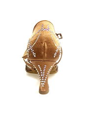 Carica immagine nella Galleria, CAROLIN QC (Marea L14) - Scarpa Da Donna Bi-Flex in Raso Seta Bronzo Con Swarovski Boreali e Tacco a Rocchetto
