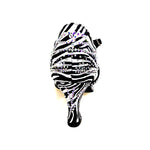 Load image into Gallery viewer, DADA Zebra Diamond PLUS QC (L55) - Scarpa da Ballo da Donna in Raso Seta Zebrato con cinturino di Swarovski incrociato sul collopiede tacco a rocchetto
