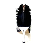 Load image into Gallery viewer, ELSY Plus (L7) - Sandalo a Tronchetto Da Donna in Raso Seta Nero Con Swarovski Boreali e Tacco a Stiletto Squadrato Sottile Laminato Argento
