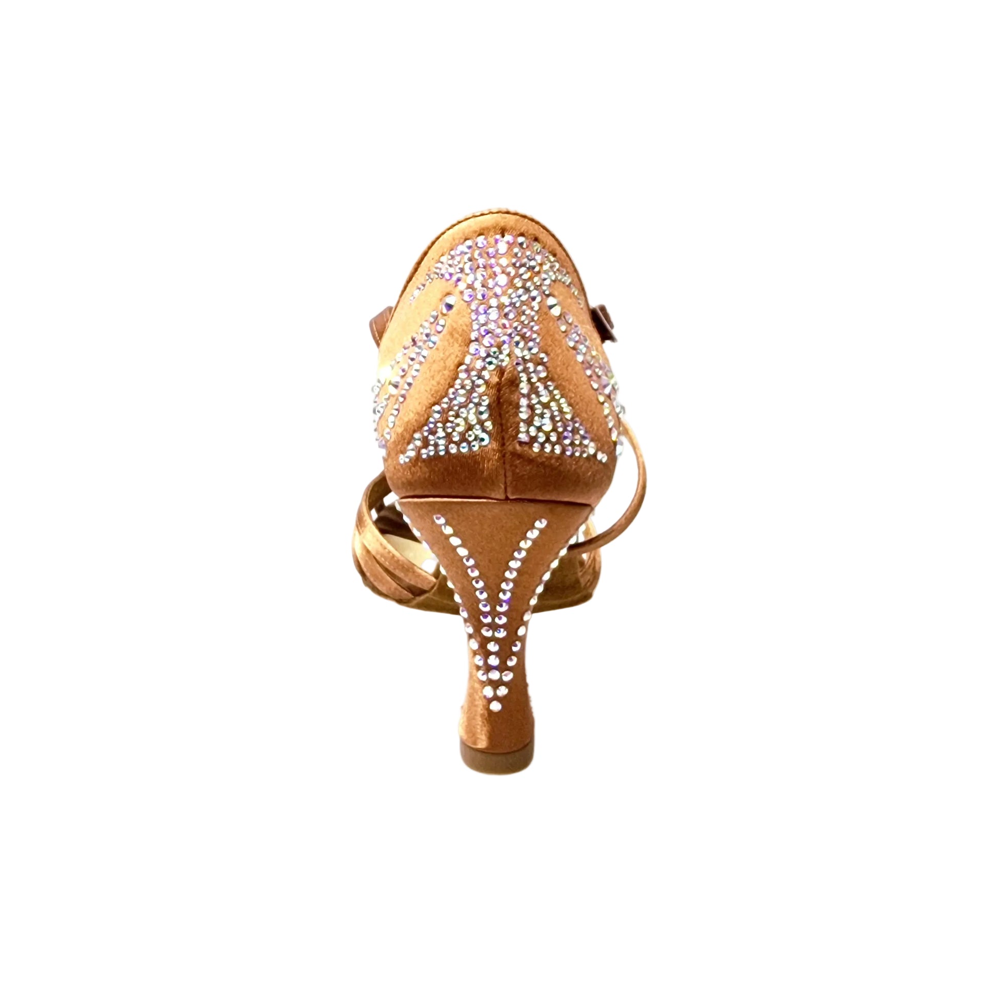 Scarpa da ballo donna Fabiana SW Wish Dance Shop con tacco a rocchetto, raso e seta bronzo con Swarovski, elegante e raffinata