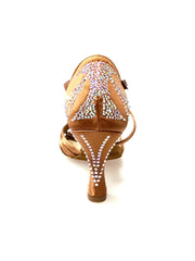 Carica immagine nella Galleria, Fabiana SW (205/6) - Scarpa da Ballo Donna Raso Seta Bronzo Tallone con Swarovski con Tacco a Rocchetto
