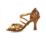 Load image into Gallery viewer, Fabiana SW (205/6) - Scarpa da Ballo Donna Raso Seta Bronzo Tallone con Swarovski con Tacco a Rocchetto
