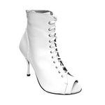 Carica immagine nella Galleria, ALEXIS White Angel (Art. 132) - Mezzo Stivaletto con Zip in Pelle Bianca Tacco a Spillo in Alluminio Laminato Argento
