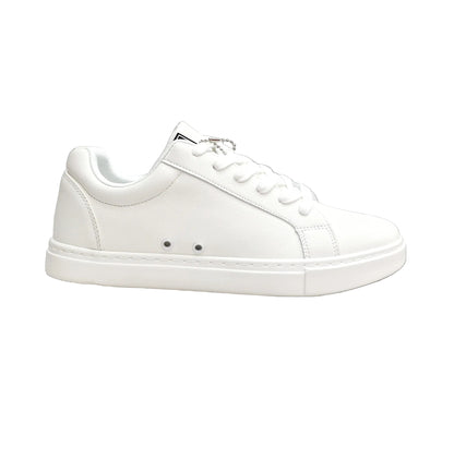Sneaker ecopelle bianca e nera Suprema White Black Vortex (FCE) con suola in gomma e resina, design leggero e flessibile.