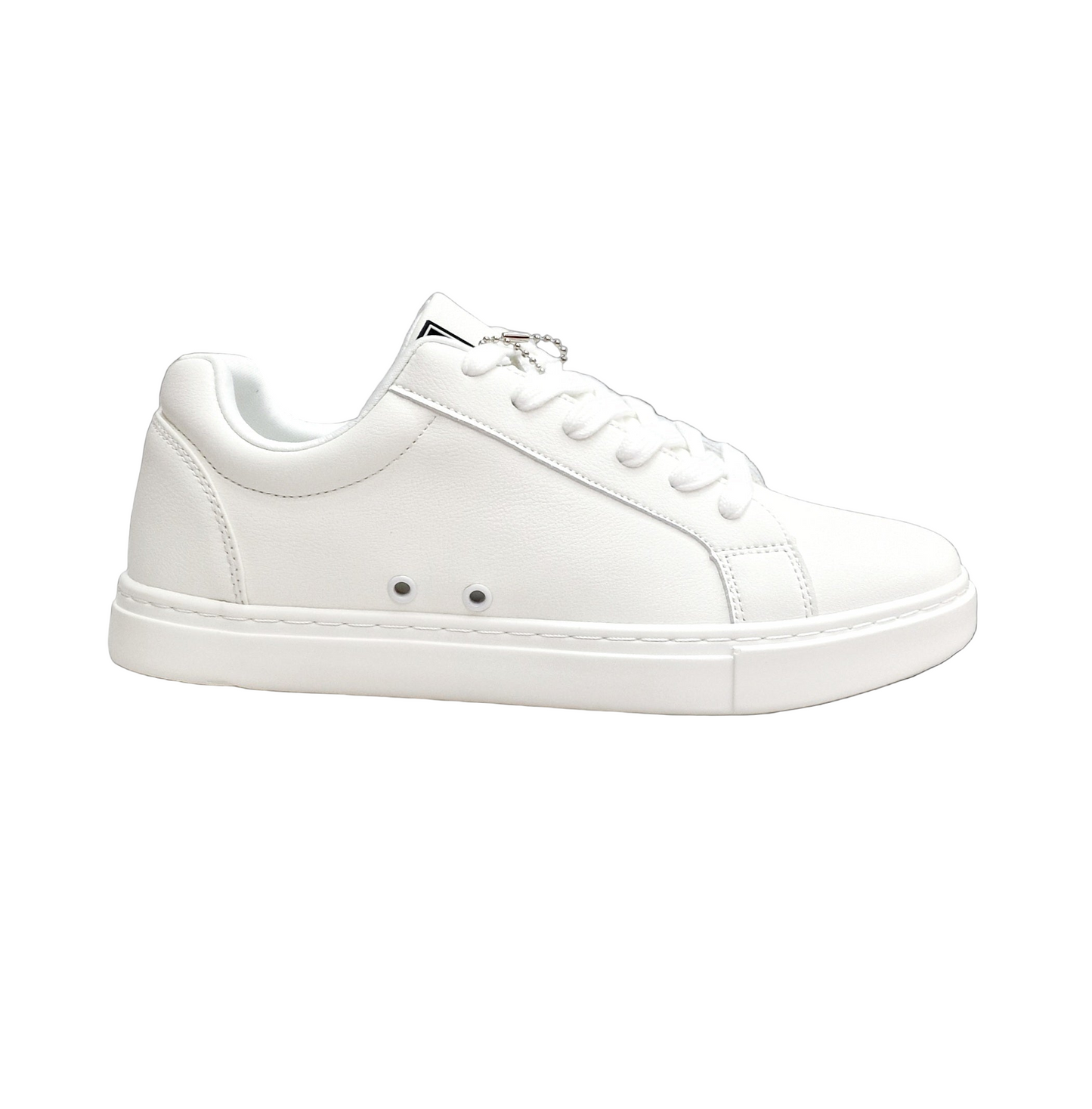 Sneaker ecopelle bianca Suprema White Black Vortex Wish Dance Shop con suola in gomma e resina, dettagli neri e design confortevole