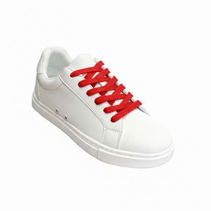 Sneaker ecopelle bianca Suprema White Black Vortex con suola in gomma, dettagli neri e design leggero, comfort totale, tecnica pivot.