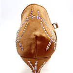 Load image into Gallery viewer, CAROLIN QC (Marea L14) - Scarpa Da Donna Bi-Flex in Raso Seta Bronzo Con Swarovski Boreali e Tacco a Rocchetto Basso
