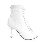 Load image into Gallery viewer, ALEXIS White Angel (Art. 132) - Mezzo Stivaletto con Zip in Pelle Bianca Tacco a Stiletto Squadrato Sottile in Alluminio Laminato Argento
