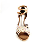 Load image into Gallery viewer, ALMA Dream (LP3) - Scarpa da Ballo da Donna in Raso seta Carne Flash con Swarovski Boreali Cinturino Doppio alla Caviglia Plateau e Tacco Alto a Spillo Largo
