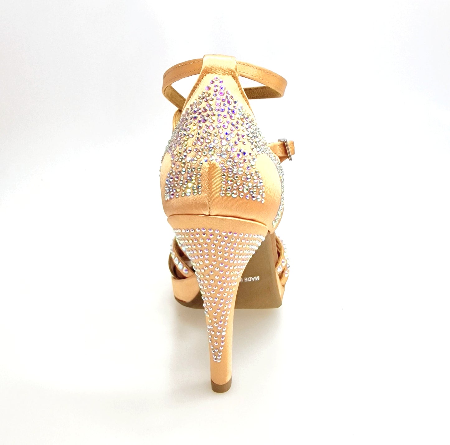 Scarpa da ballo donna ALMA Dream Wish Dance Shop in raso seta carne con Swarovski, cinturino doppio, plateau e tacco alto a spillo largo