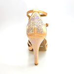 Load image into Gallery viewer, ALMA Dream (LP3) - Scarpa da Ballo da Donna in Raso seta Carne Flash con Swarovski Boreali Cinturino Doppio alla Caviglia Plateau e Tacco Alto a Spillo Largo
