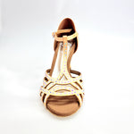 Load image into Gallery viewer, LANA (L12) - Scarpa da Ballo Raso Seta Carne Flash con Swarovski Boreali tacco a Rocchetto
