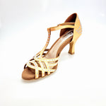 Load image into Gallery viewer, LANA (L12) - Scarpa da Ballo Raso Seta Carne Flash con Swarovski Boreali tacco a Rocchetto
