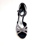 Carica immagine nella Galleria, DELUXE MARIPOSA (LP102) - Scarpa da Ballo in Morbido Camoscio Grigio Scuro con Swarovski Boreali Plateau Confort Flex e Tacco Basso a Spillo Largo
