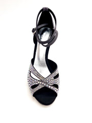 Carica immagine nella Galleria, DELUXE MARIPOSA (LP102) - Scarpa da Ballo in Morbido Camoscio Grigio Scuro con Swarovski Boreali Plateau Confort Flex e Tacco Basso a Spillo Largo
