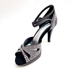 Carica immagine nella Galleria, DELUXE MARIPOSA (LP102) - Scarpa da Ballo in Morbido Camoscio Grigio Scuro con Swarovski Boreali Plateau Confort Flex e Tacco Basso a Spillo Largo
