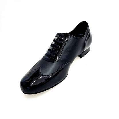 Scarpa da uomo Wish Dance Shop Arthur 870 LD Fo/Nu, oxford in vernice nera e pelle nera, con punta a coda di rondine