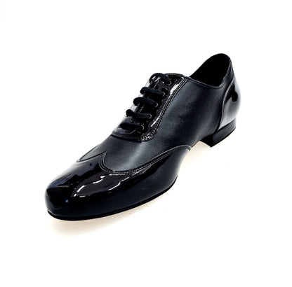 Scarpa da uomo Wish Dance Shop Arthur 870 LD Fo/Nu, Oxford in vernice nera e pelle nera, con dettaglio a coda di rondine