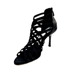 Intrigue (780) - Woman's Shoe in Black Glitter with Stiletto Heel and Plateau