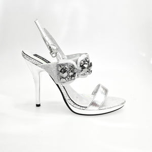 DEMY Plt (Silver F99) - Sandalo con Plateau tacco a Spillo Largo