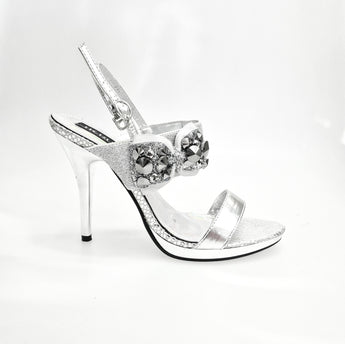 DEMY Plt (Silver F99) - Sandalo con Plateau tacco a Spillo Largo