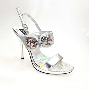 DEMY Plt (Silver F99) - Sandalo con Plateau tacco a Spillo Largo