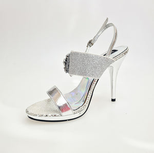 DEMY Plt (Silver F99) - Sandalo con Plateau tacco a Spillo Largo