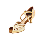 Load image into Gallery viewer, DADA DIAMOND QC (L55) - SCARPA DA BALLO DA DONNA IN RASO SETA CARNE FLESH CON SWAROVSKI BOREALI CINTURINO INCROCIATO SUL COLLOPIEDE TACCO A ROCCHETTO BASSO
