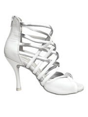 Load image into Gallery viewer, Natalia (360) - Sandalo Alto da Donna in Pelle Bianca e Pelle Argento Tacco a Spillo
