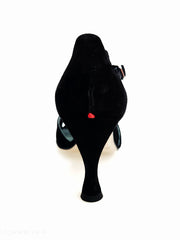 Carica immagine nella Galleria, ROXINA  (R.L. XENA By WISH DANCE F.533) - Sandalo da donna in camoscio nero Retina con con Tacco a Rocchetto Rotondo
