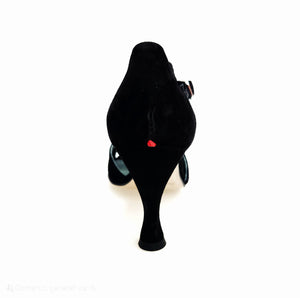 ROXINA  (R.L. XENA By WISH DANCE F.533) - Sandalo da donna in camoscio nero Retina con con Tacco a Rocchetto Rotondo