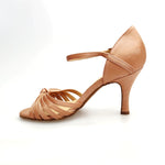 Load image into Gallery viewer, Ginevra/6 (T109) - Scarpa da Donna Bi-Flex con Nodino sei fascette in Raso Seta Carne e Tacco Rocchettino Sottile
