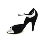 Load image into Gallery viewer, AMINA F.533 (R.L. by WISH DANCE) - Sandalo da donna  in camoscio Nero e Pelle Argento  con Tacco a Spillo Largo
