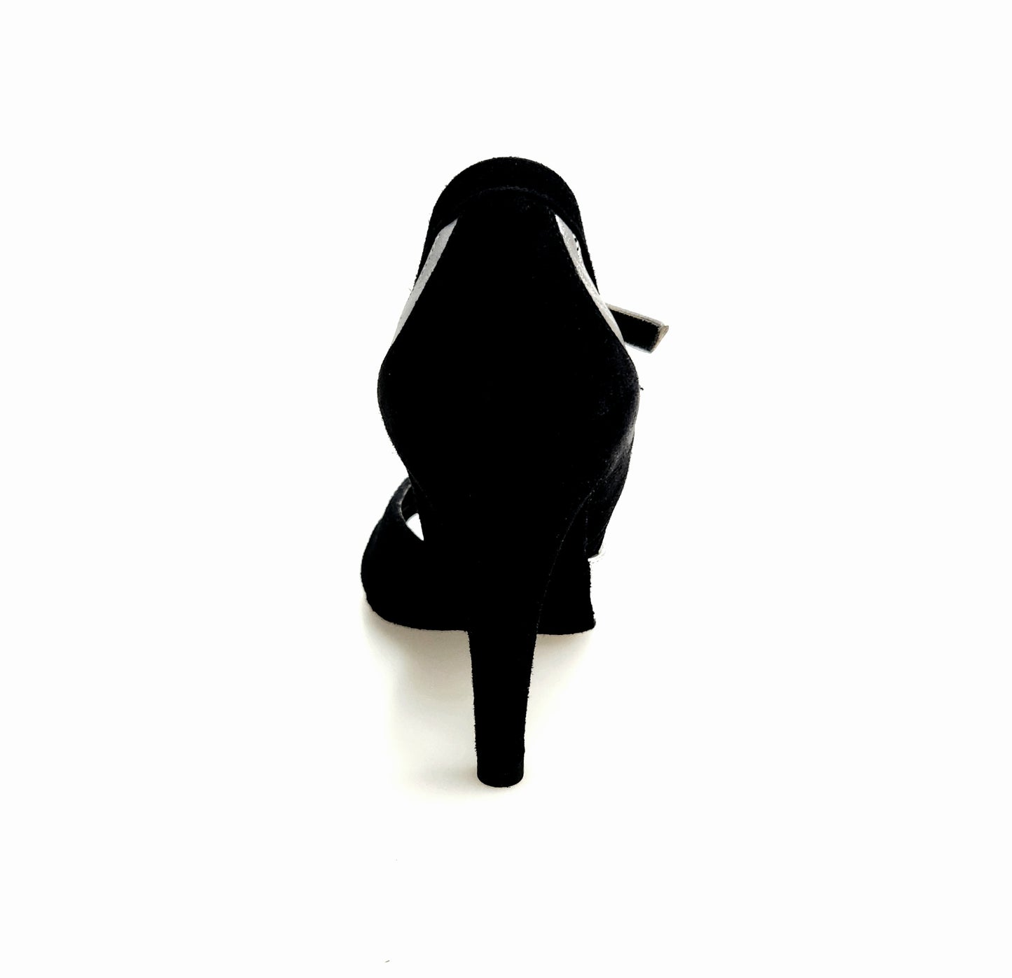 Sandalo da donna Wish Dance F.533 in camoscio nero e pelle argento con tacco a spillo largo, elegante e alla moda