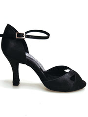 Load image into Gallery viewer, Ely QA (32QA) - Scarpa da Donna in Raso Seta Nero Cinturino Singolo alla Caviglia e Tacco a Rocchetto
