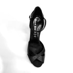 Load image into Gallery viewer, Ely QA (32QA) - Scarpa da Donna in Raso Seta Nero Cinturino Singolo alla Caviglia e Tacco a Rocchetto
