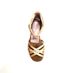 Load image into Gallery viewer, Andromeda QB (45QB) - Women&#39;s Basic Shoe in Satin Silk Nude with 5 Straps without Net and Double Ankle Strap Spool Heel
