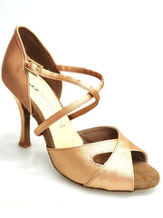 Load image into Gallery viewer, Ely QC (32QC) - Women&#39;s Basic Shoe in Nude Satin and Crossed Strap on the Foot Neck

