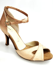 Load image into Gallery viewer, Ely QC (32QC) - Women&#39;s Basic Shoe in Nude Silk Satin and Double Ankle Strap
