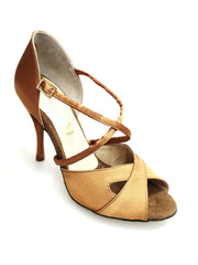 Load image into Gallery viewer, Ely QC (32QC) - Scarpa Basica Da donna in Raso Bronzo con Cinturino Incrociato sul Collo Piede Tacco a spillo
