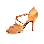 Carica immagine nella Galleria, Ely QC (32QC) - Scarpa Basica Da donna in Raso Bronzo con Cinturino Incrociato sul Collo Piede Tacco a spillo
