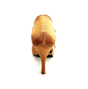 Ely QC (32QC) - Scarpa Basica Da donna in Raso Bronzo con Cinturino Incrociato sul Collo Piede Tacco a spillo