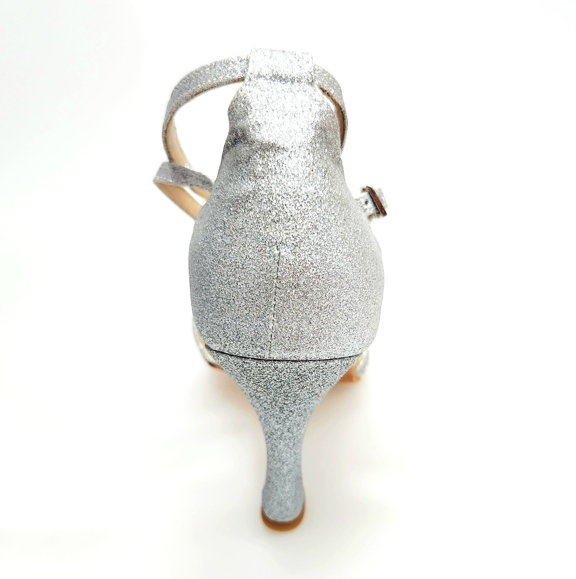 Scarpa da ballo Wishdance Patty QB 28QB con nodino in glitter argento, tacco a rocchetto, scarpa da donna elegante e comoda