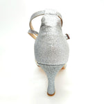 Load image into Gallery viewer, Patty QB (28QB) - Women&#39;s Basic Dance Shoe with Silver Glitter Knot Spool Heel
