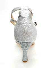 Load image into Gallery viewer, Patty QB (28QB) - Women&#39;s Basic Dance Shoe with Silver Glitter Knot Spool Heel
