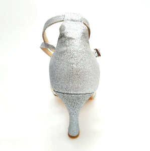 Patty QB (28QB) - Women's Basic Dance Shoe with Silver Glitter Knot Spool Heel