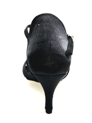 Load image into Gallery viewer, Patty QC (28QC) - Scarpa Basica Da donna in Raso Nero Con 6 Fascette e Cinturino Incrociato sul Collo Piede tacco basso a Spillo largo
