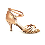 Load image into Gallery viewer, Patty QB (28) - Basic shoe for Woman in Nude satin with straps and double strap on the ankle
