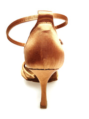 Load image into Gallery viewer, Patty QB (28QB) - Scarpa da Ballo Basica da Donna in Raso Seta Bronzo Nodino con 6 Fascette e cinturino doppio sulla caviglia con Tacco a Rocchettino
